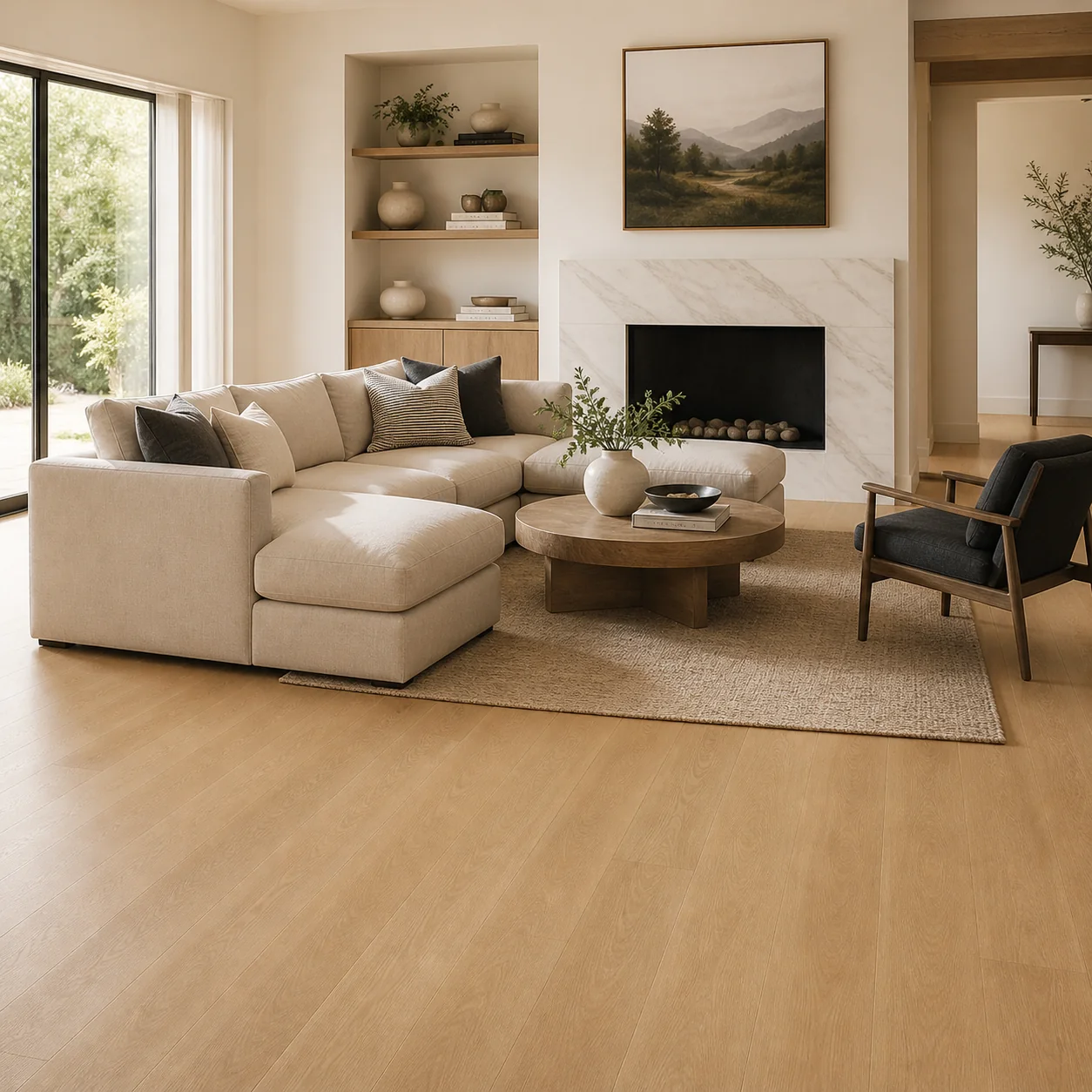 Amber Oak LVP flooring material color sample available from FIR Flooring and Stairs