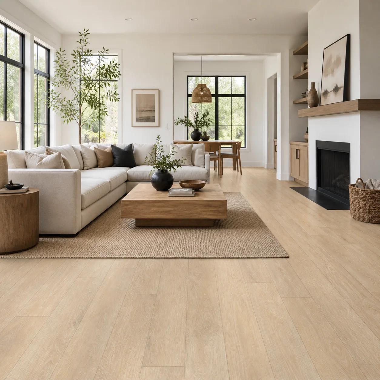 Butter Maple LVP flooring material color sample available from FIR Flooring and Stairs