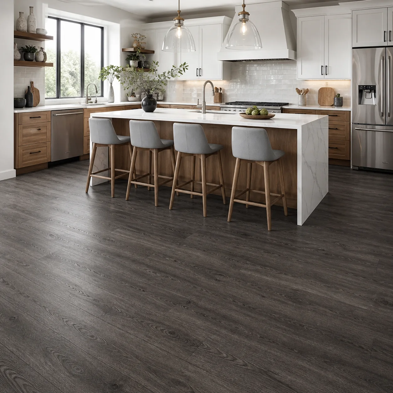 Charcoal Gray LVP flooring sample photo 3