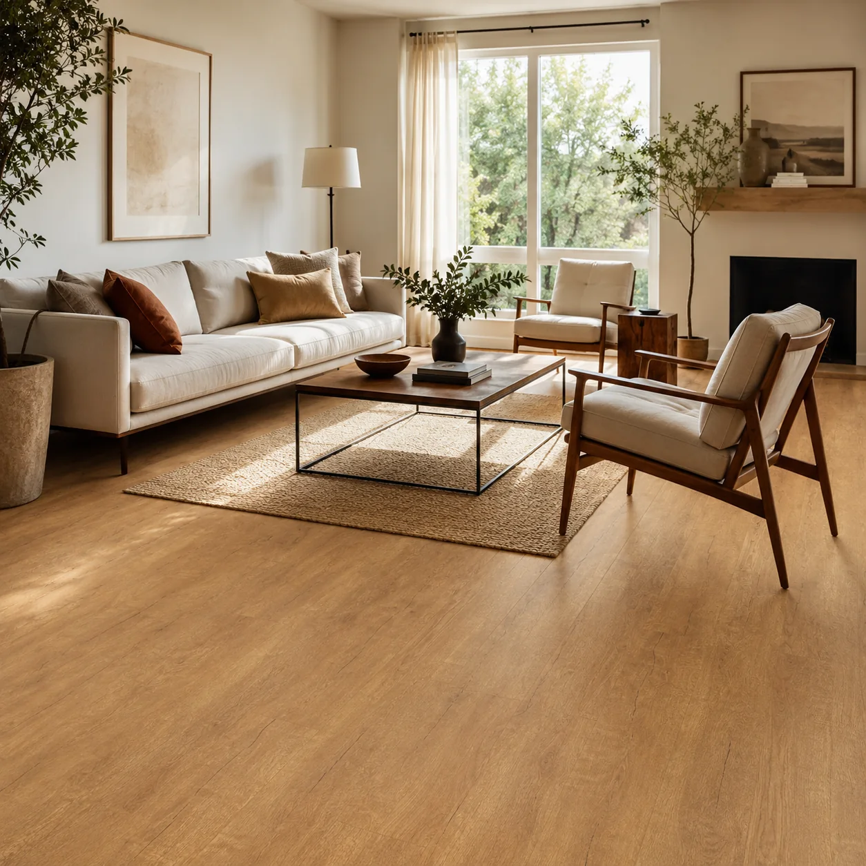 Light Oak LVP flooring material color sample available from FIR Flooring and Stairs
