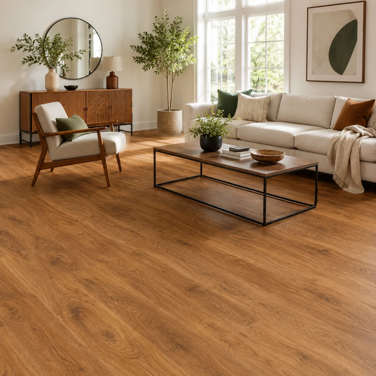 Medium Oak LVP flooring sample photo 2