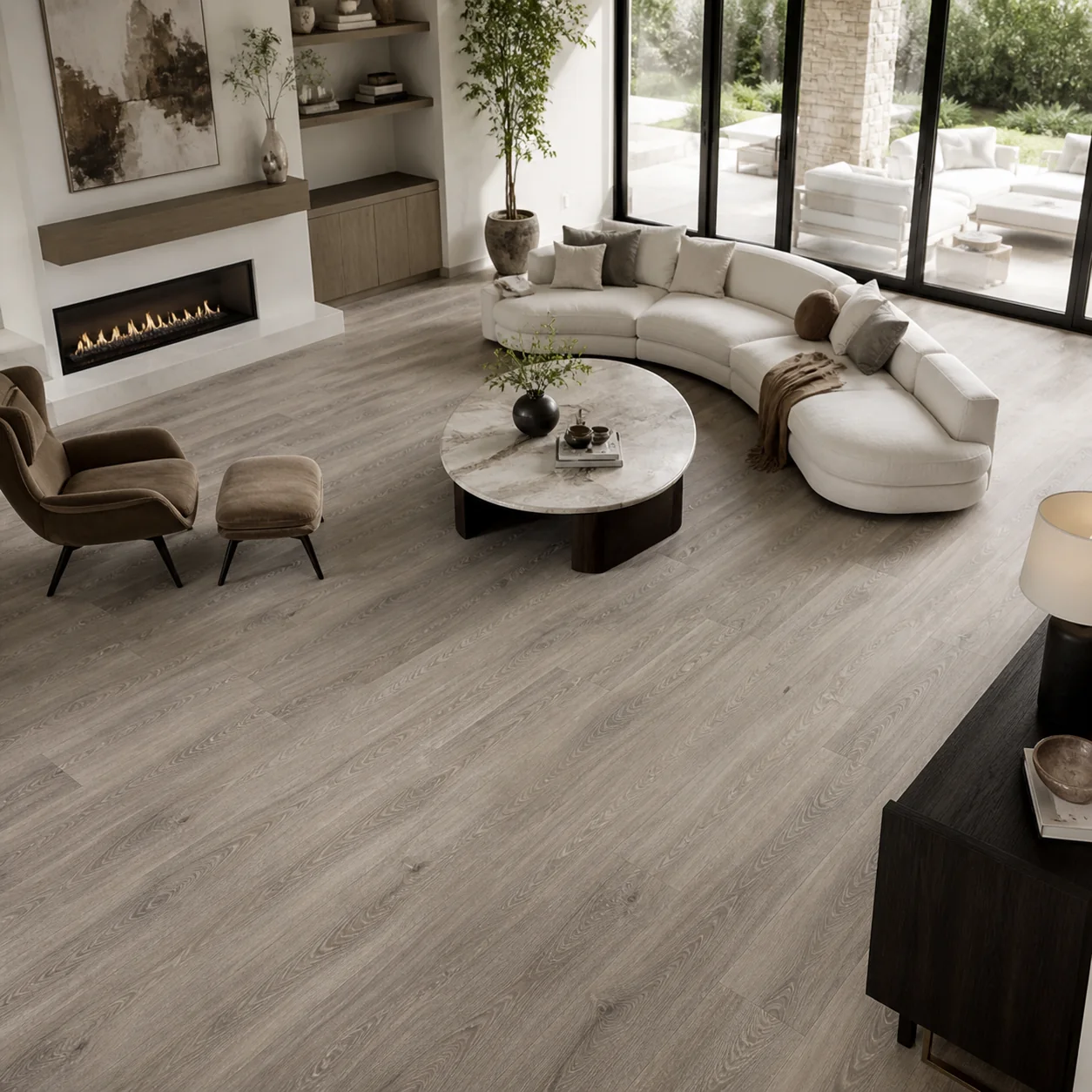 Mocha Brown LVP flooring material color sample available from FIR Flooring and Stairs