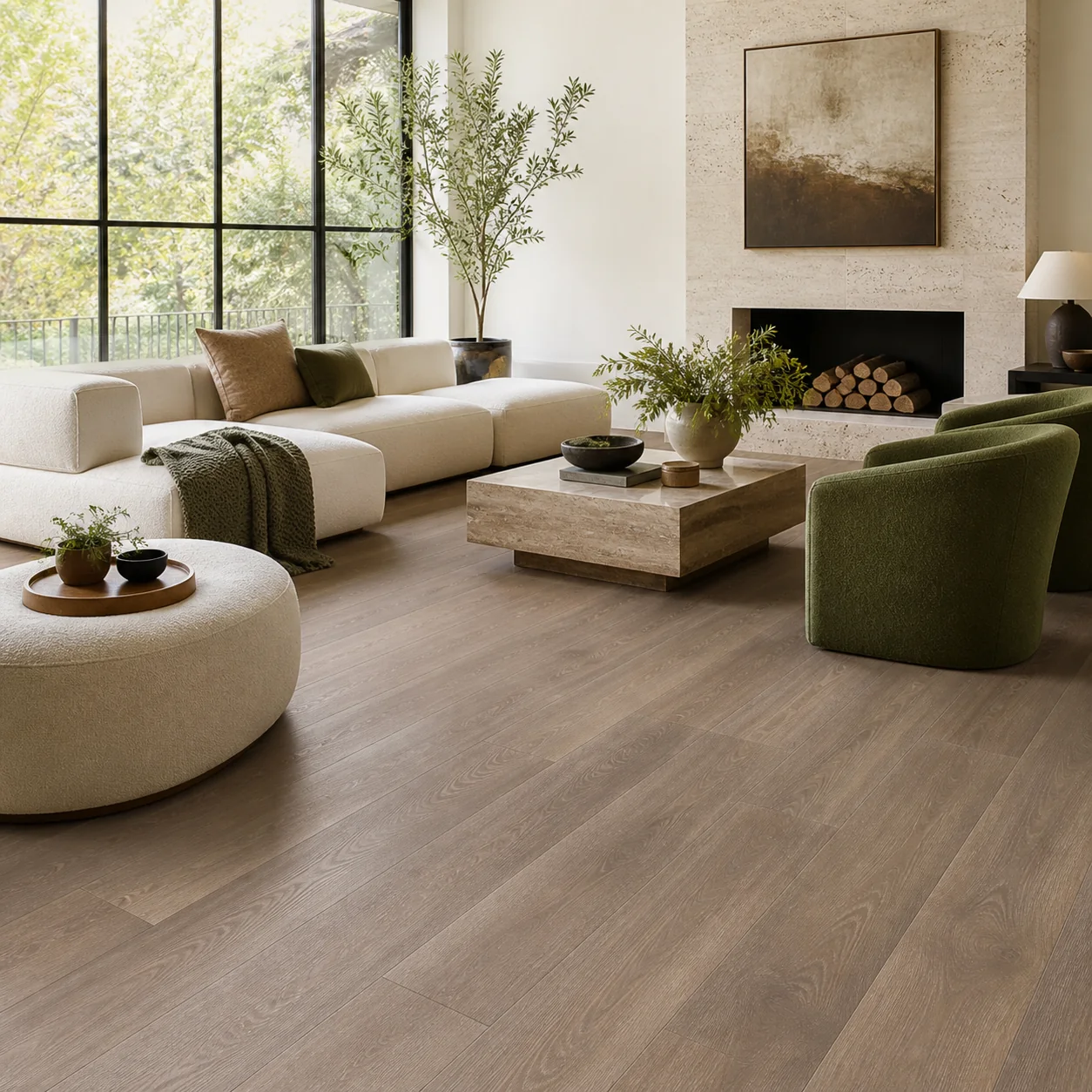 Stone Brown LVP flooring material color sample available from FIR Flooring and Stairs