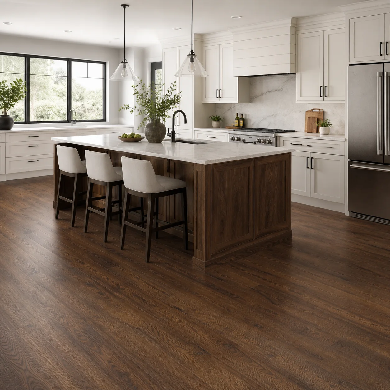 Walnut LVP flooring sample photo 3